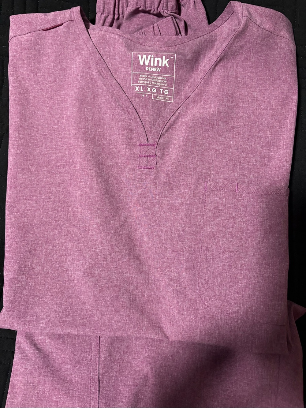 Wink Renew Heathered Plum V-Neck Scrub Set